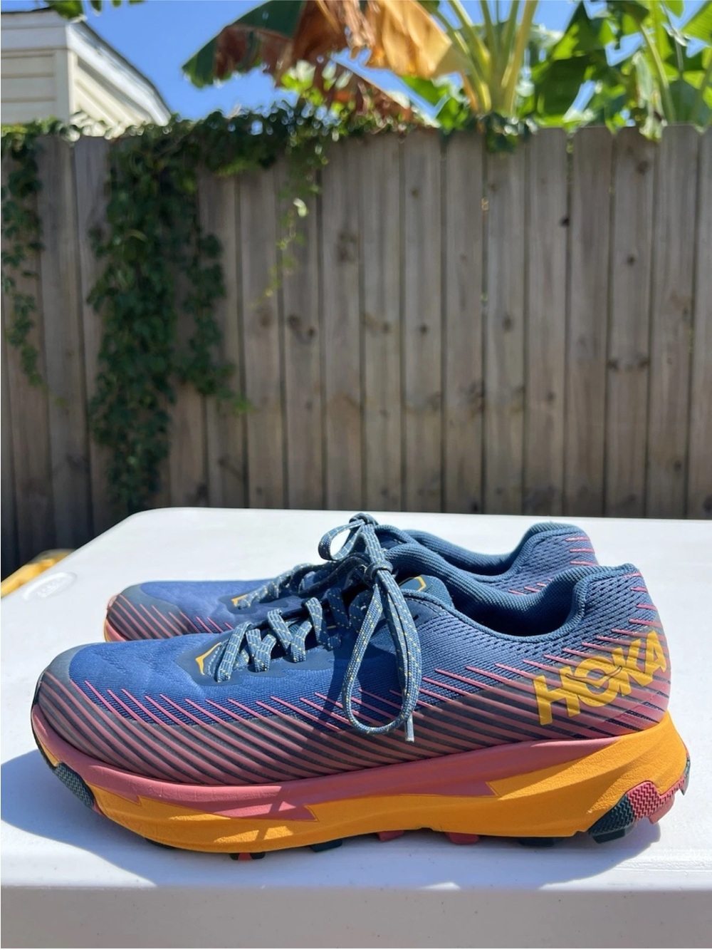 Women’s Hoka Torrent 2 Navy Blue with Orange Accent trail running shoes size 11